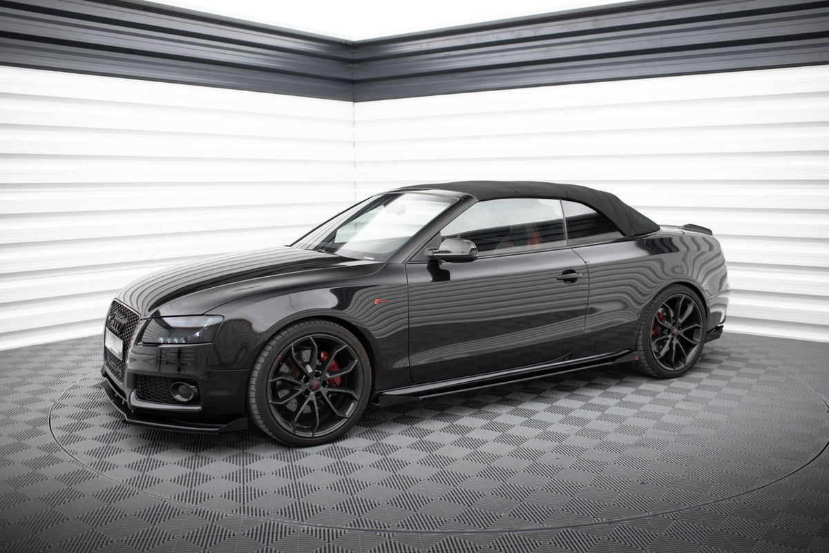 Street Pro Street+ Seitenschweller Leisten + Flaps passend für Audi A5 / A5 S-Line / S5 Coupe / Cabrio 8T / 8T Facelift schwarz Hochglanz – Ansicht 4
