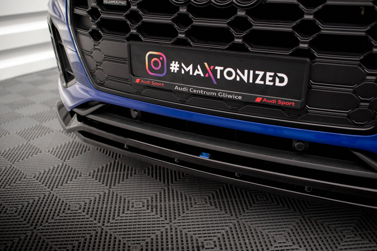 Street+ Spoilerlippe Front Ansatz V.1 passend für Audi SQ5 / Q5 S-Line SUV / Sportback Mk2 Facelift schwarz Hochglanz – Ansicht 3