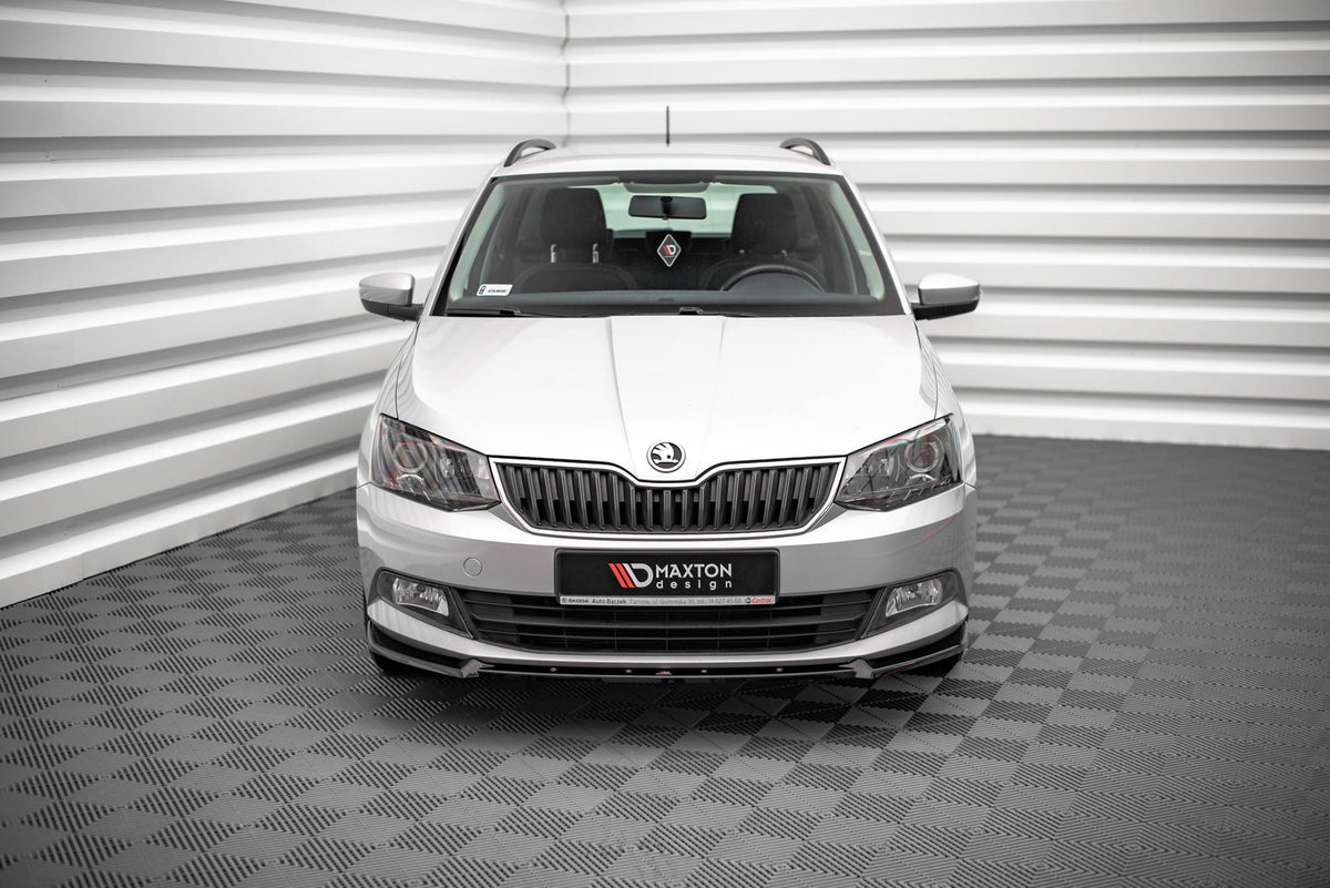 Street+ Spoilerlippe Front Ansatz V.1 passend für Skoda Fabia Mk3 schwarz Hochglanz – Ansicht 1