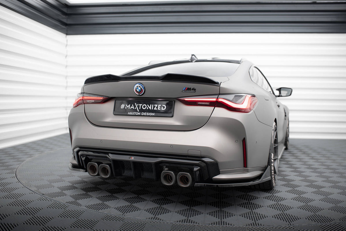 Heck Ansatz Flaps Diffusor V.5 passend für (Für heckansatz v.1) BMW M4 G82 / G82 Facelift schwarz Hochglanz – Ansicht 1