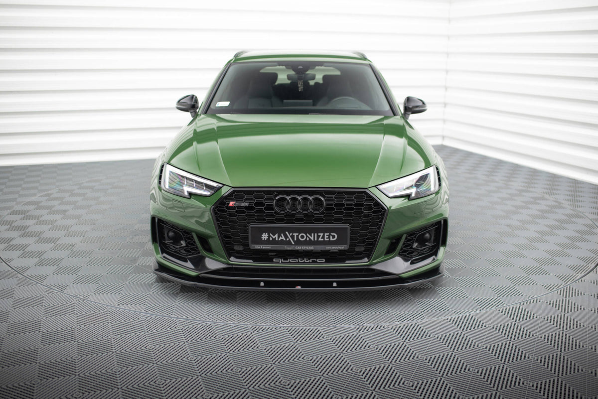 Street+ Spoilerlippe Front Ansatz V.1 passend für Audi RS4 B9 schwarz Hochglanz – Ansicht 4