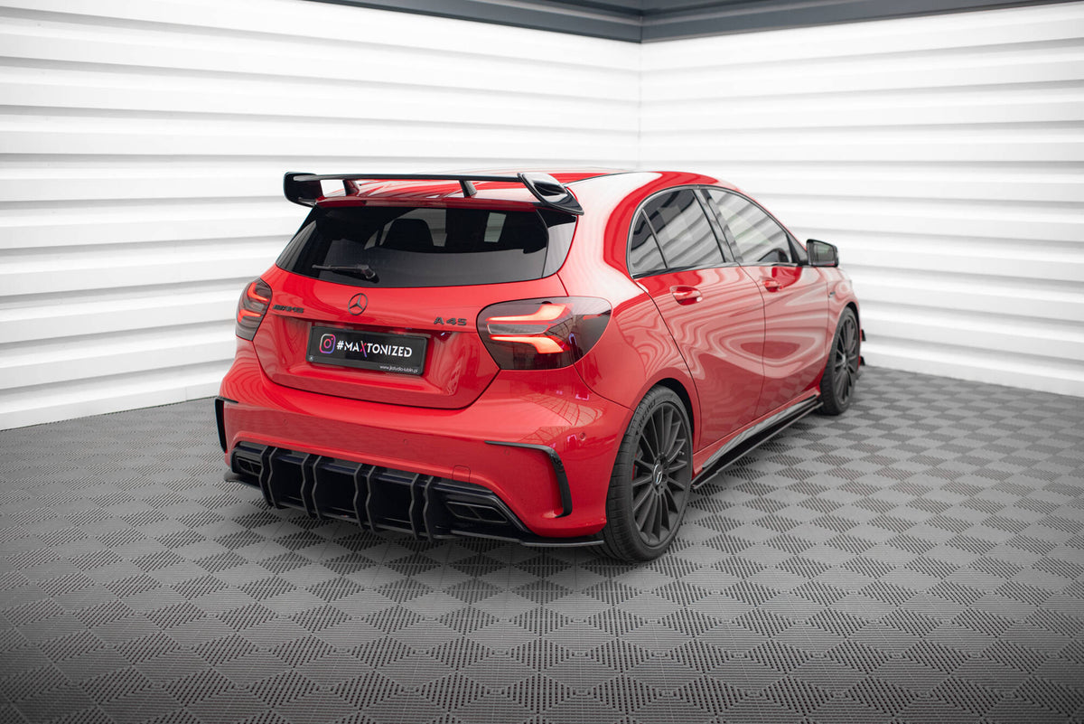 Heck Ansatz Flaps Diffusor passend für Mercedes A W176 AMG Facelift schwarz Hochglanz – Ansicht 5