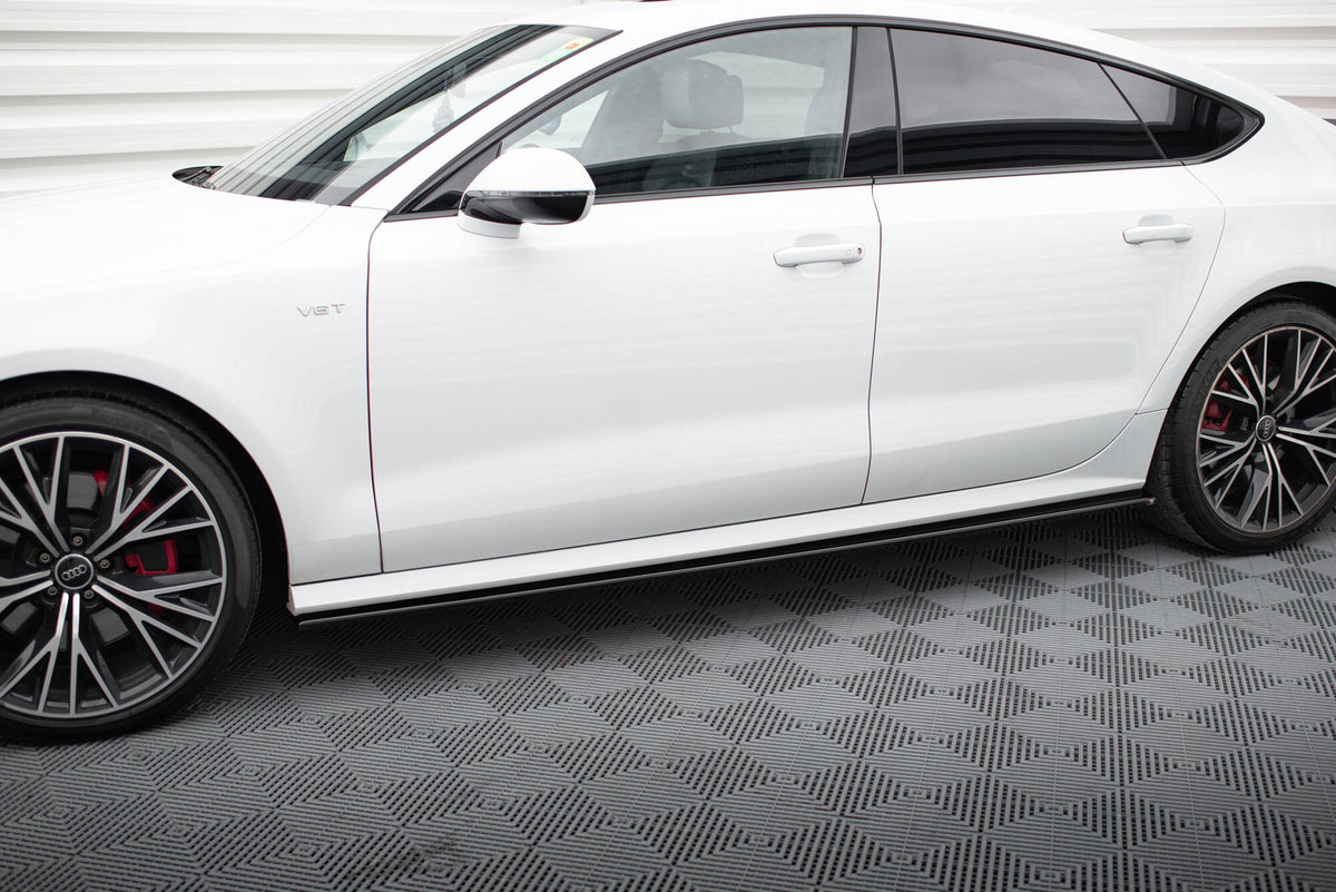 Street+ Seitenschweller Leisten passend für Audi S7 / A7 S-Line C7 FL schwarz Hochglanz – Ansicht 3