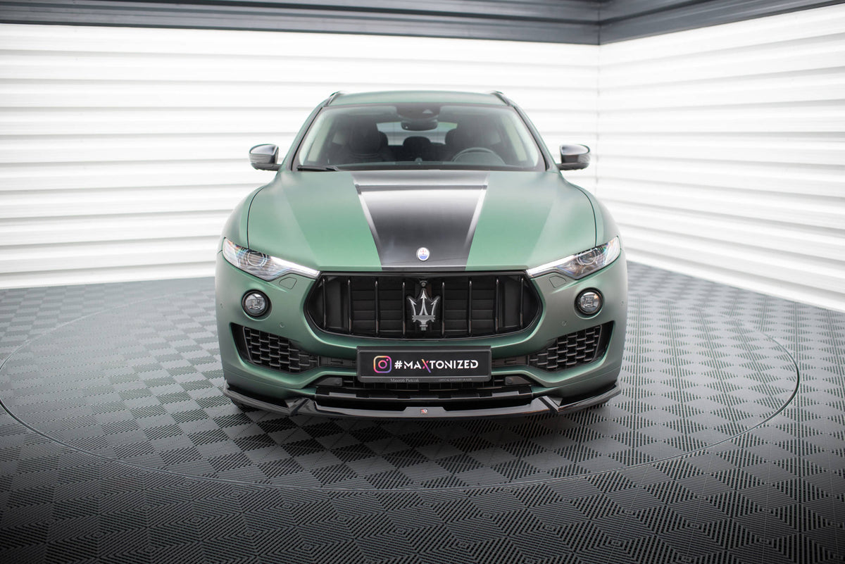 Street+ Spoilerlippe Front Ansatz V.1 passend für Maserati Levante Mk1 schwarz Hochglanz – Ansicht 1