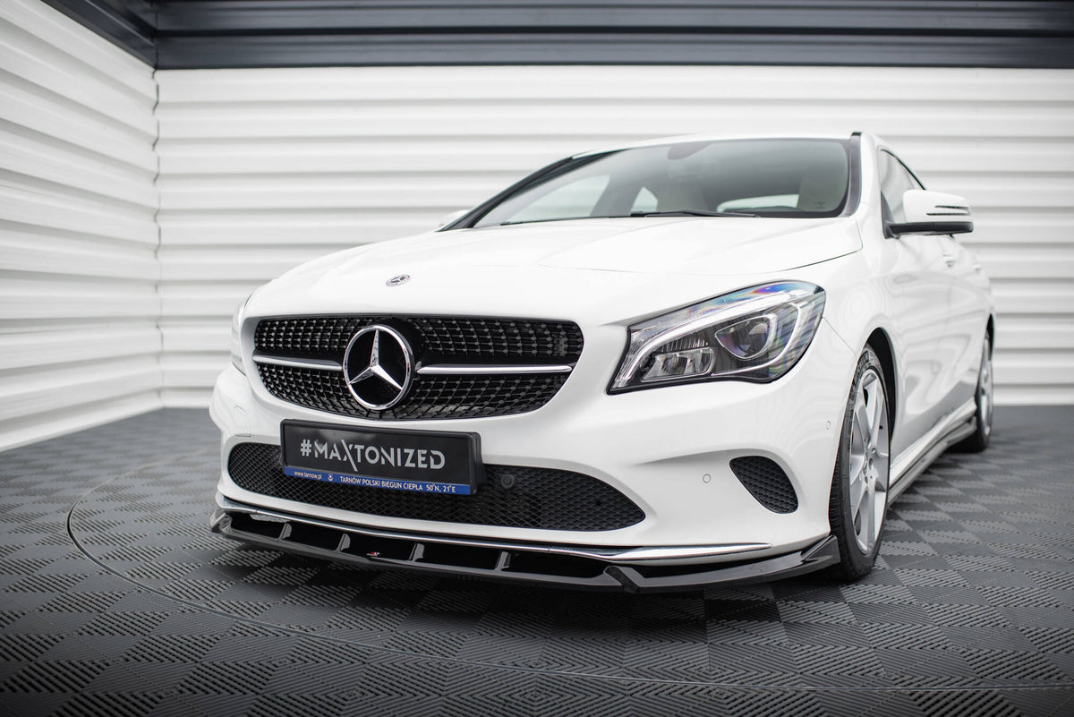Street+ Spoilerlippe Front Ansatz passend für Mercedes-Benz CLA C117 Facelift schwarz Hochglanz – Ansicht 4