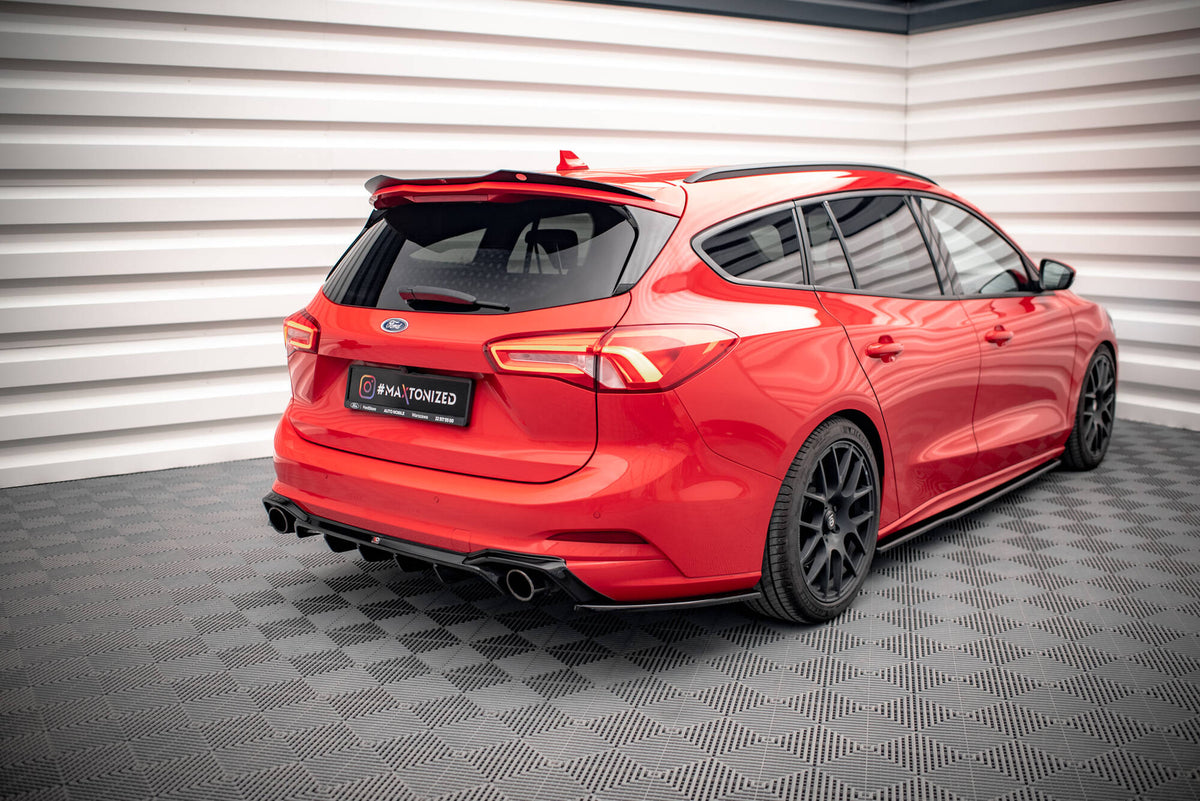 Heck Ansatz Flaps Diffusor V.7 passend für Ford Focus Kombi ST Mk4 schwarz Hochglanz – Ansicht 1