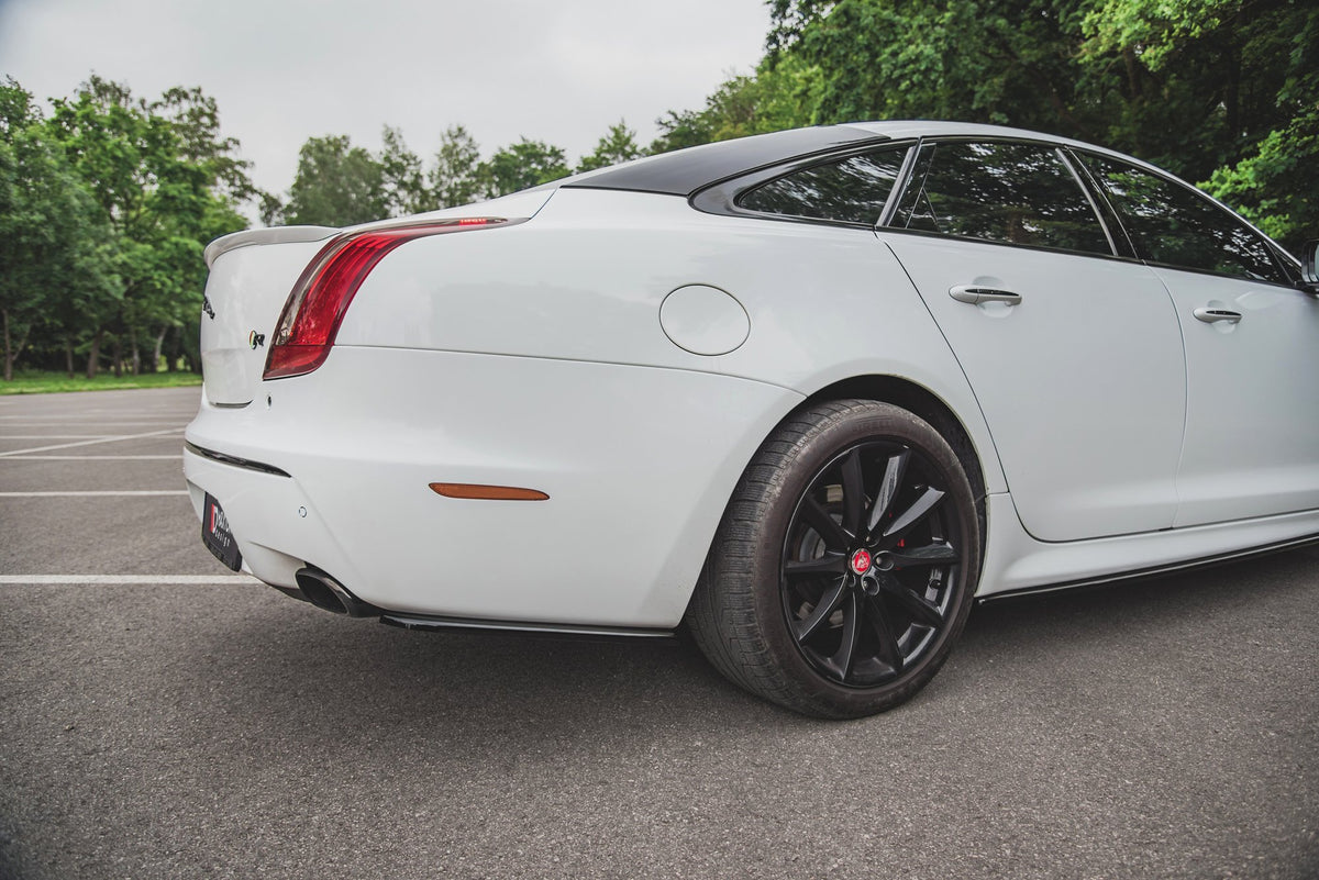 Heck Ansatz Flaps Diffusor passend für Jaguar XJ R-Sport X351 Facelift schwarz Hochglanz – Ansicht 6