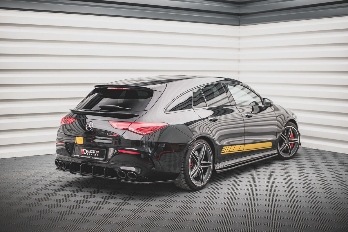 Heck Ansatz Flaps Diffusor passend für Mercedes-AMG CLA 35 Aero / 45 Aero C118 schwarz Hochglanz – Ansicht 1