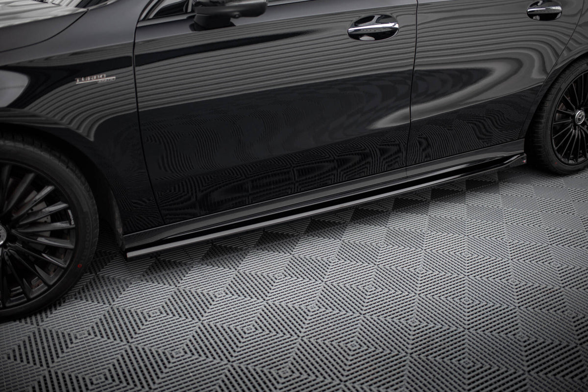 Street+ Seitenschweller Leisten passend für Mercedes-AMG A35 / A AMG-Line W177 Facelift schwarz Hochglanz – Ansicht 3