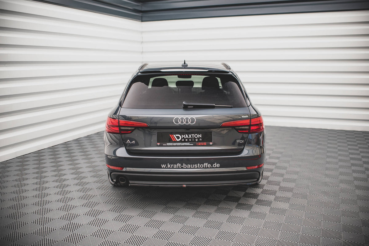 Heck Ansatz Flaps Diffusor passend für Audi A4 B9 schwarz Hochglanz – Ansicht 1