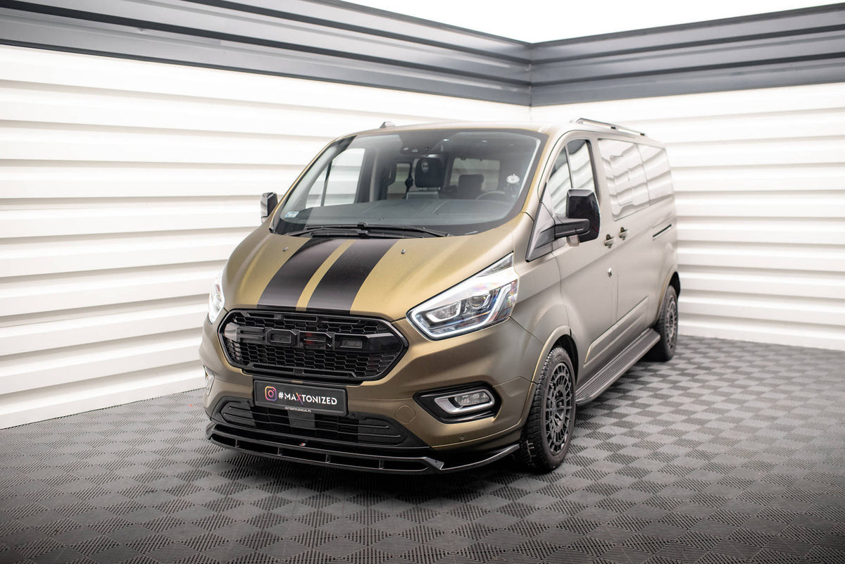 Street+ Spoilerlippe Front Ansatz V.2 passend für Ford Transit Custom Mk1 Facelift / Tourneo Custom Mk1 Facelift schwarz Hochglanz – Ansicht 1