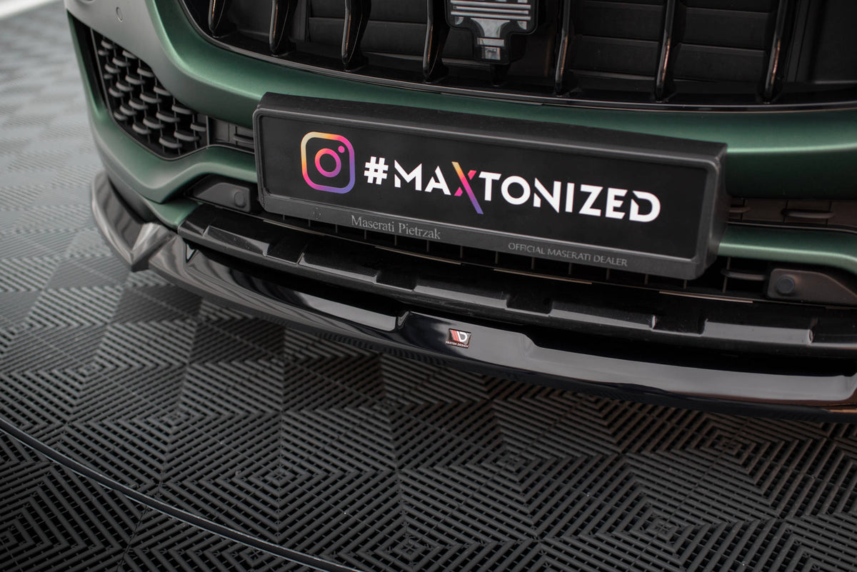 Street+ Spoilerlippe Front Ansatz V.1 passend für Maserati Levante Mk1 schwarz Hochglanz – Ansicht 3