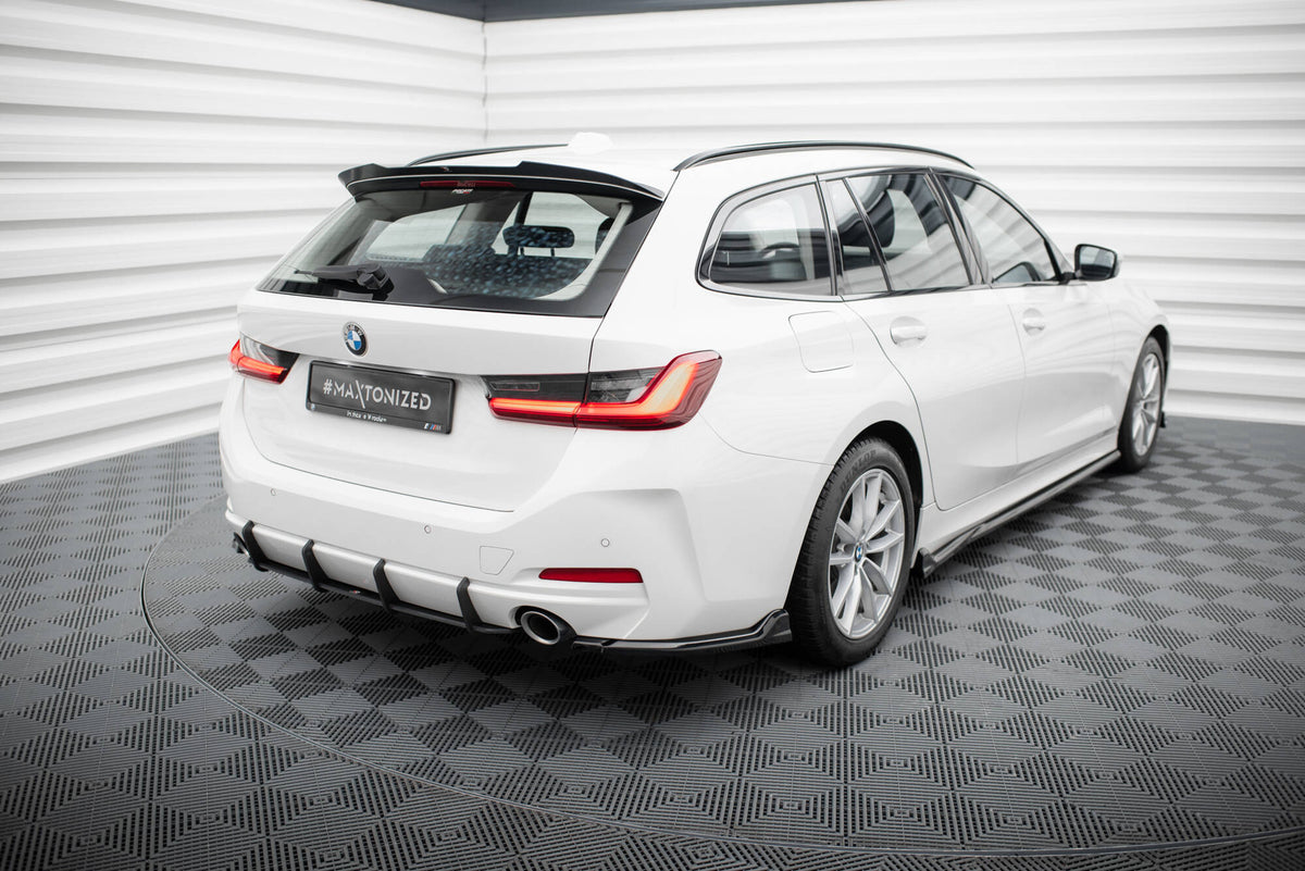 Heck Ansatz Flaps Diffusor passend für BMW 3er Limousine / Touring G20 / G21 Facelift schwarz Hochglanz – Ansicht 4