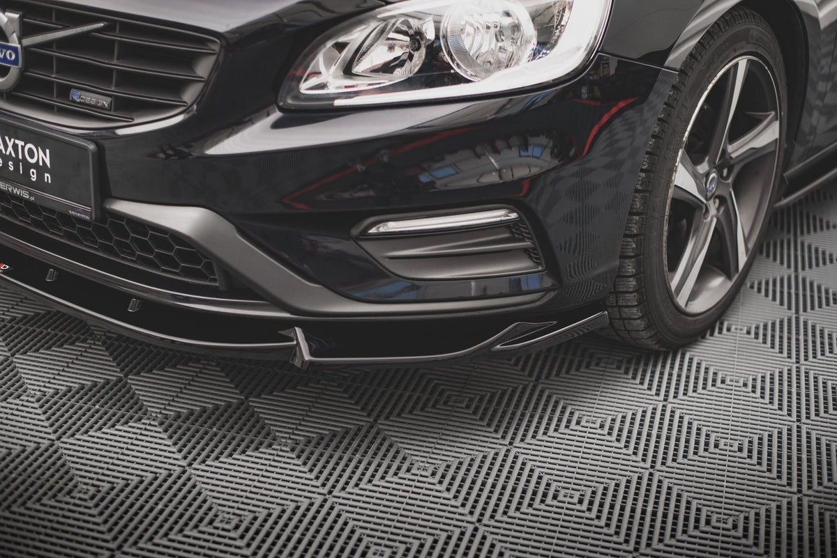 Street+ Spoilerlippe Front Ansatz V.1 passend für Volvo S60 R-Design Mk2 Facelift schwarz Hochglanz – Ansicht 1