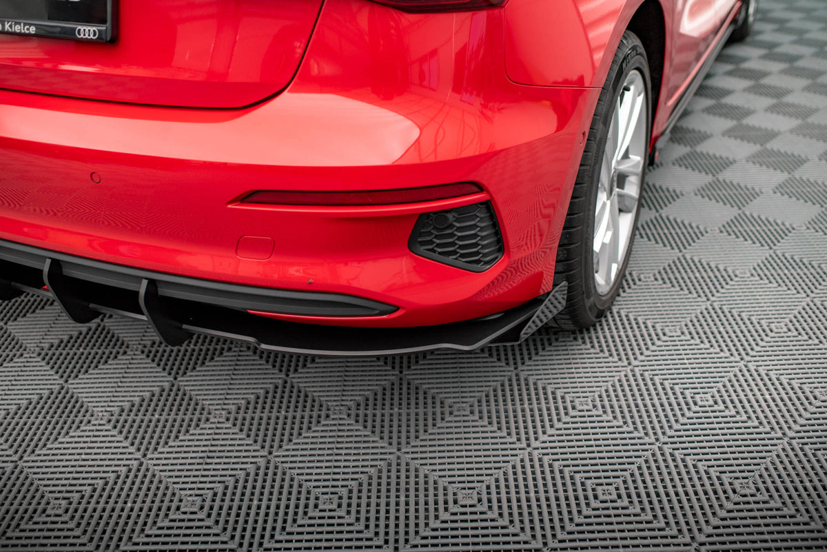 Robuste Racing Diffusor Heck Ansatz + Flaps passend für Audi A3 Sportback 8Y schwarz Hochglanz – Ansicht 4