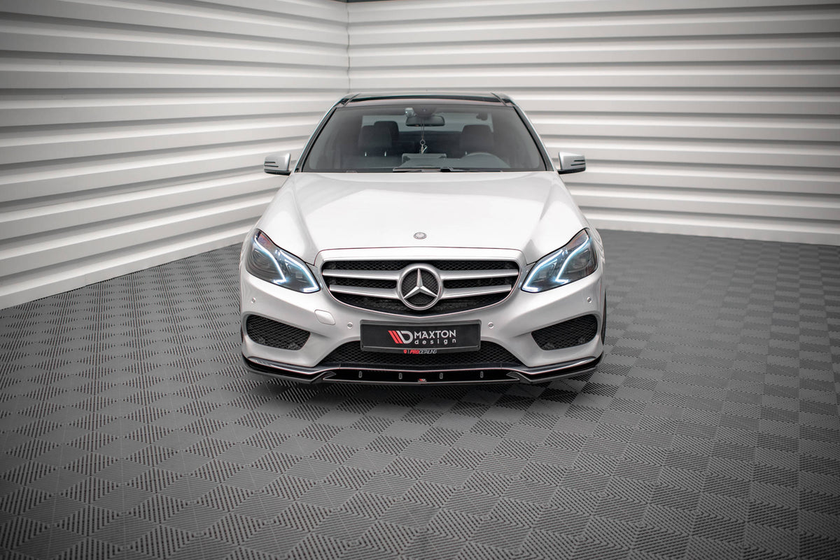 Street+ Spoilerlippe Front Ansatz V.2 passend für Mercedes-Benz E AMG-Line Limousine W212 Facelift schwarz Hochglanz – Ansicht 1