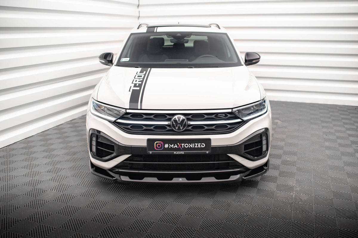 Street+ Spoilerlippe Front Ansatz V.2 passend für VW T-Roc R / R-Line Mk1 Facelift schwarz Hochglanz – Ansicht 1
