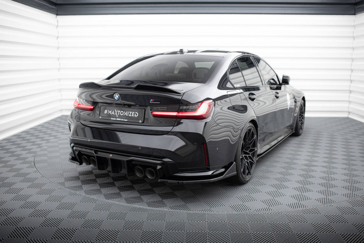 Heck Ansatz Flaps Diffusor V.6 passend für CSL Look (Für heckansatz v.1) BMW M3 Limousine / Touring G80 / G81 schwarz Hochglanz – Ansicht 1