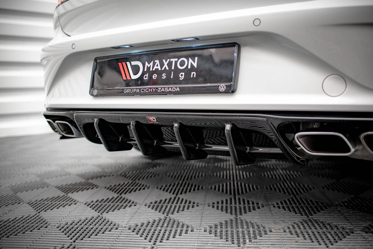 Diffusor Heck Ansatz passend für VW Arteon R Limousine / Shooting Brake Mk1 Facelift schwarz Hochglanz – Ansicht 3