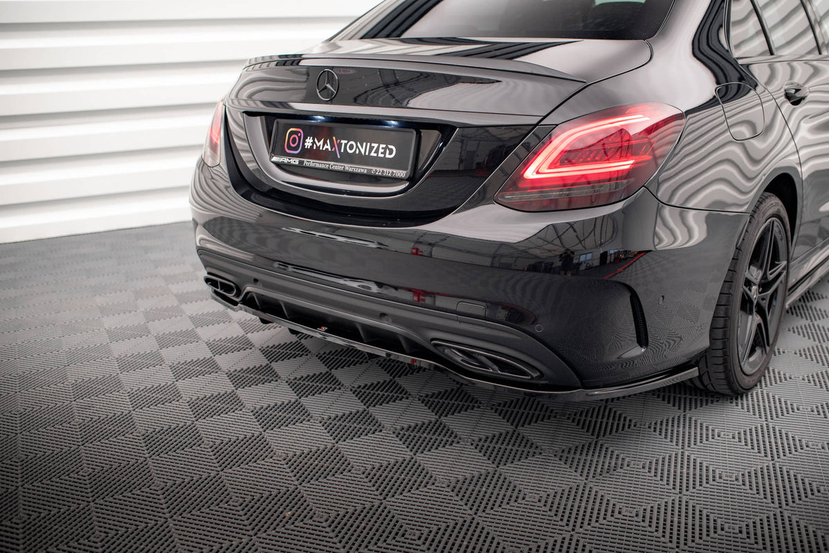Street+ Mittlerer Diffusor RACE passend für Mercedes-Benz C AMG-Line W205 Facelift schwarz Hochglanz – Ansicht 1