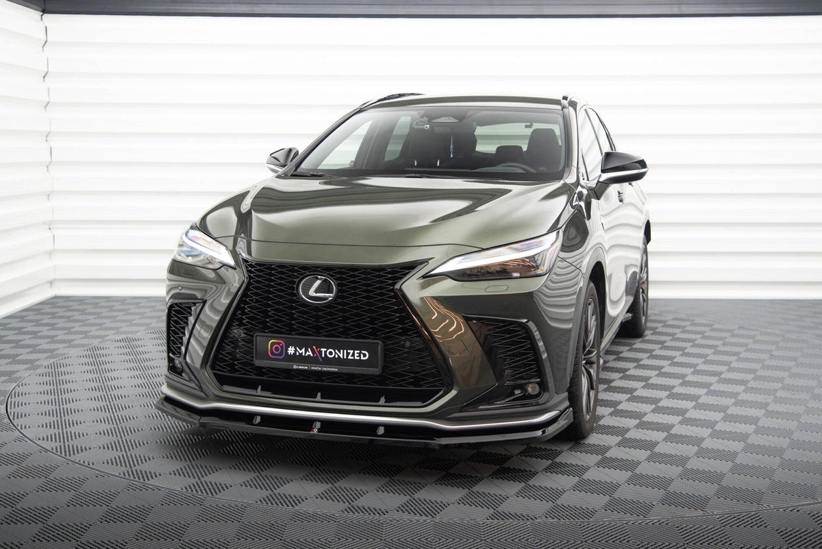 Street+ Spoilerlippe Front Ansatz V.1 passend für Lexus NX F-Sport Mk2 schwarz Hochglanz – Ansicht 1