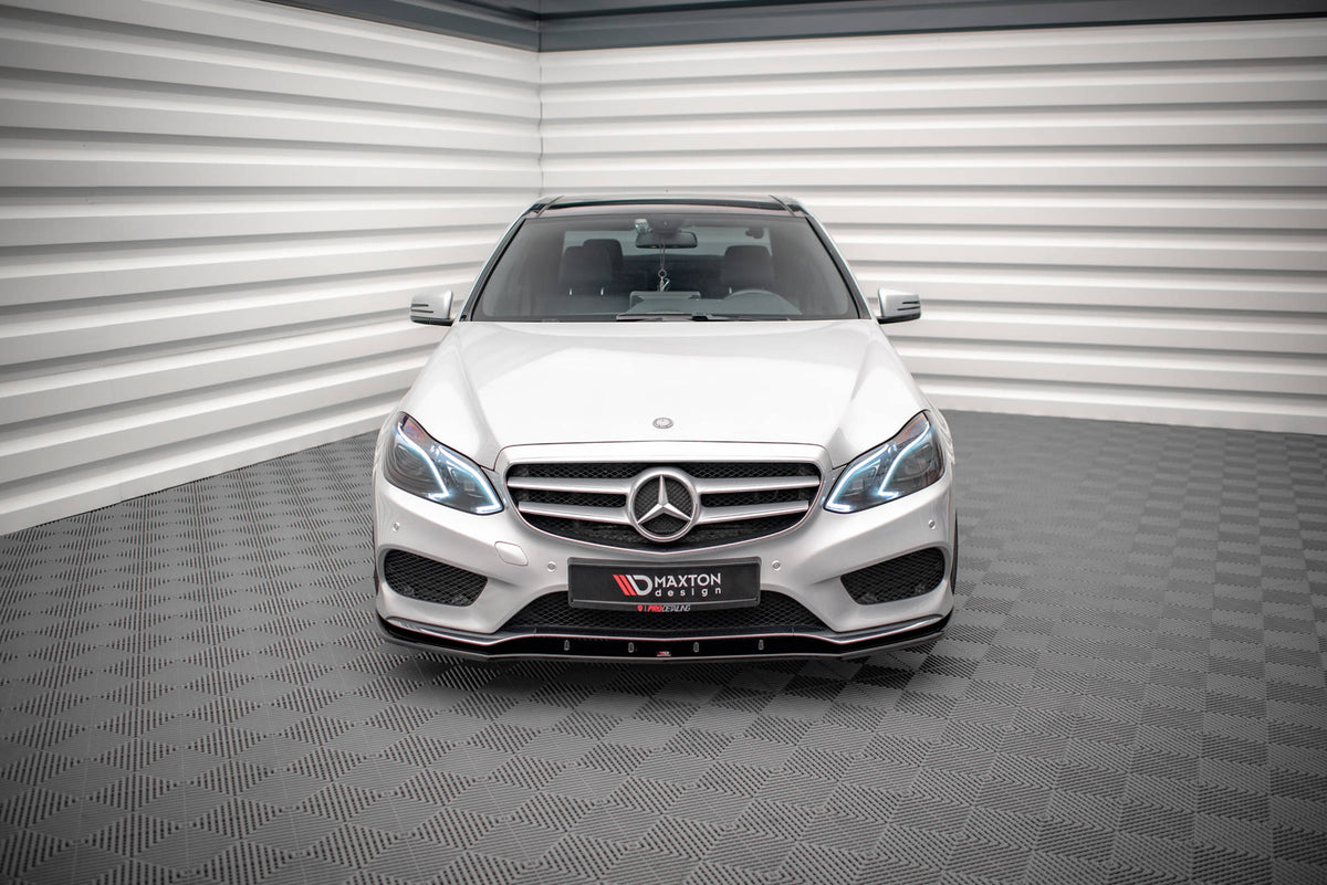 Street+ Spoilerlippe Front Ansatz V.1 passend für Mercedes-Benz E AMG-Line Limousine W212 Facelift schwarz Hochglanz – Ansicht 1