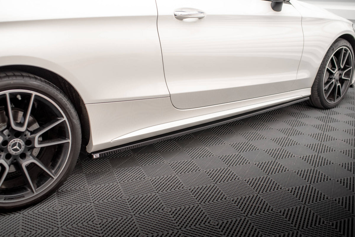 Street+ Seitenschweller Leisten passend für Mercedes-Benz C Coupe AMG-Line C205 Facelift schwarz Hochglanz – Ansicht 1