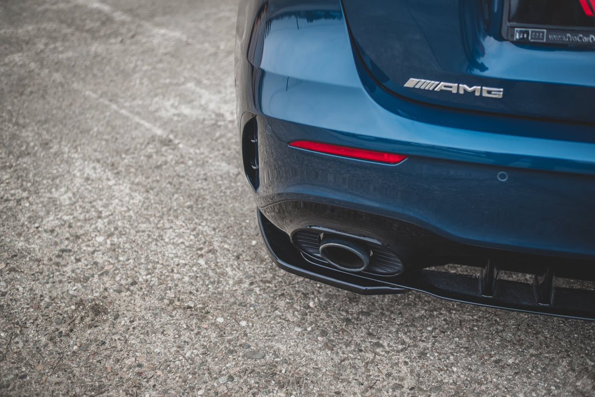 Heck Ansatz Flaps Diffusor passend für Mercedes A35 AMG Aero Hatchback W177  schwarz Hochglanz – Ansicht 5