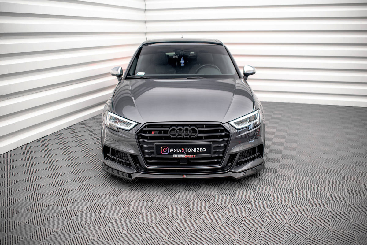 Street+ Spoilerlippe Front Ansatz V.3 passend für Audi S3 / A3 S-Line Sportback 8V Facelift schwarz Hochglanz – Ansicht 1