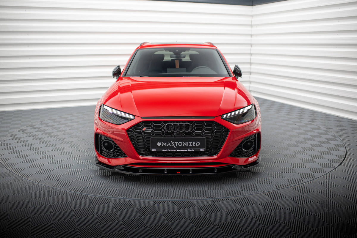 Street+ Spoilerlippe Front Ansatz V.2 passend für Audi RS4 B9 Facelift schwarz Hochglanz – Ansicht 1