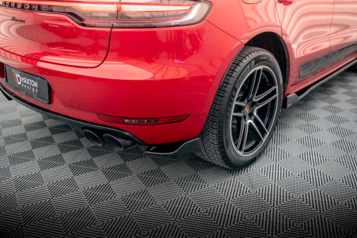 Heck Ansatz Flaps Diffusor passend für Porsche Macan GTS / Sport Design Mk1 Facelift schwarz Hochglanz – Ansicht 3