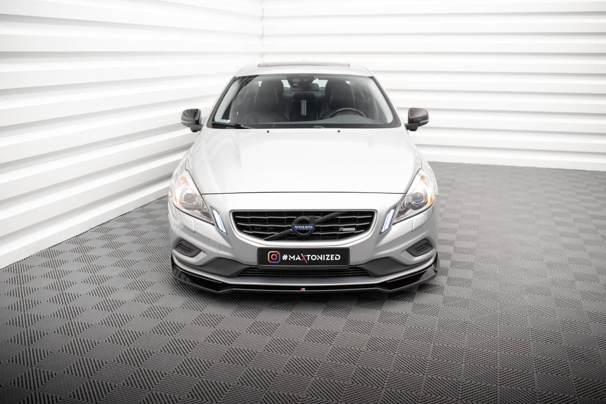 Street+ Spoilerlippe Front Ansatz V.2 passend für Volvo S60 R-Design Mk2 schwarz Hochglanz – Ansicht 1