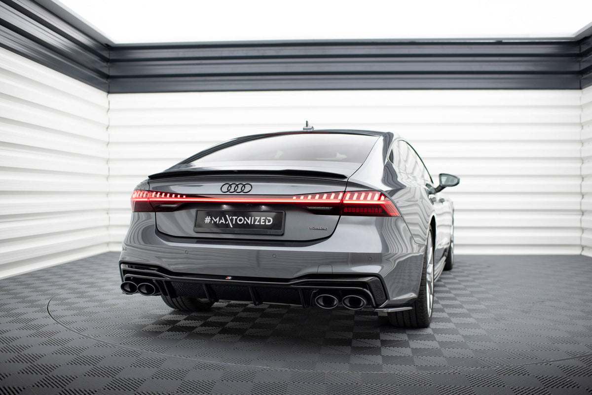 Heck Ansatz Flaps Diffusor passend für Audi A7 S-Line C8 / S7 C8 / C8 Facelift / S7 Facelift schwarz Hochglanz – Ansicht 1