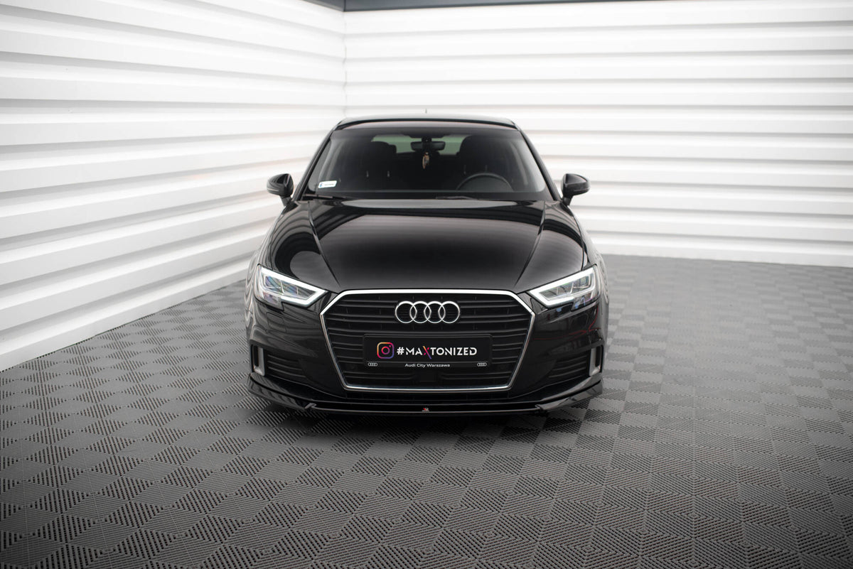 Street+ Spoilerlippe Front Ansatz V.2 passend für Audi A3 Sportback 8V Facelift schwarz Hochglanz – Ansicht 1