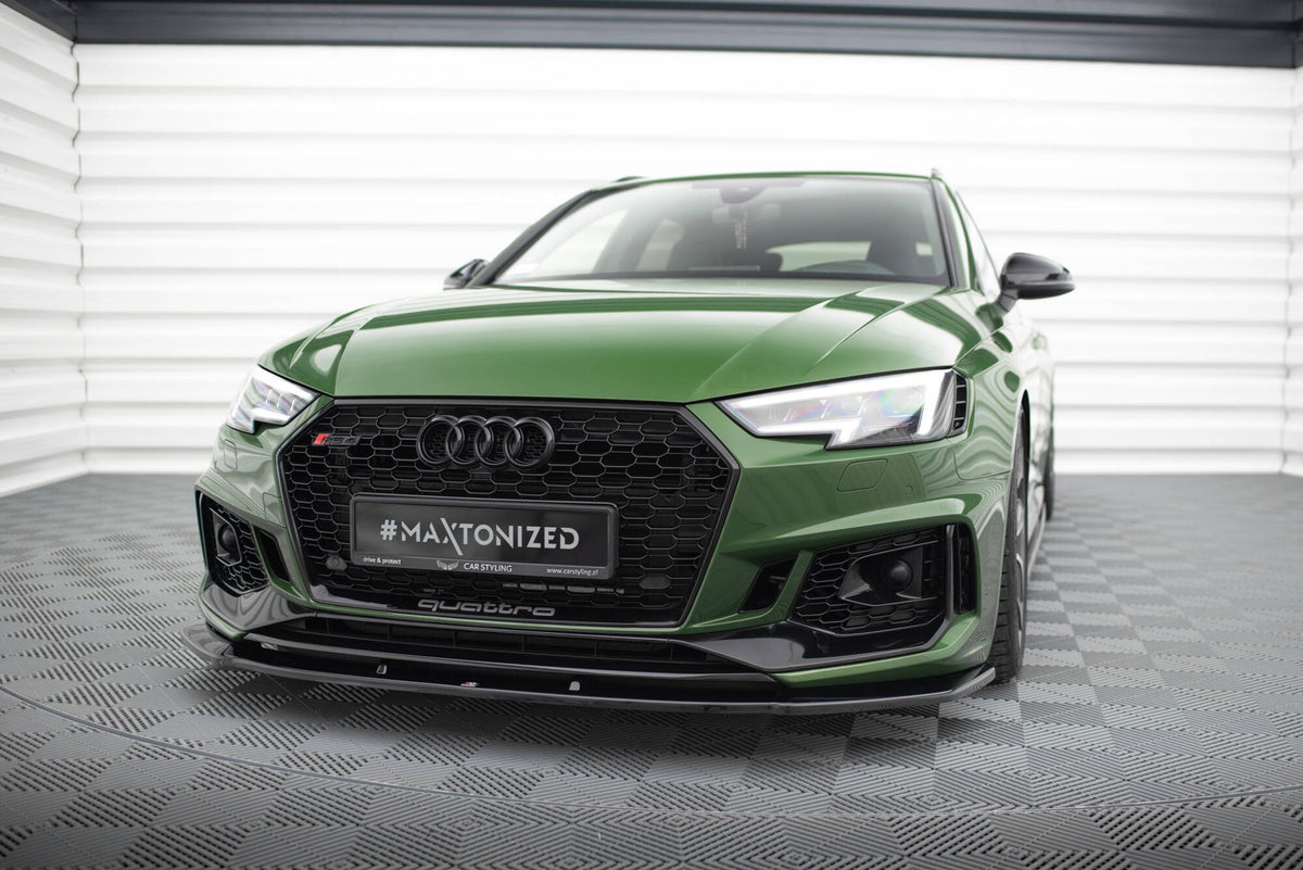 Street+ Spoilerlippe Front Ansatz V.1 passend für Audi RS4 B9 schwarz Hochglanz – Ansicht 3