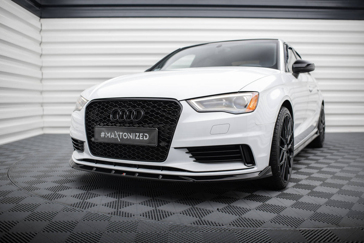 Street+ Spoilerlippe Front Ansatz V.1 passend für Audi A3 Limousine 8V schwarz Hochglanz – Ansicht 3