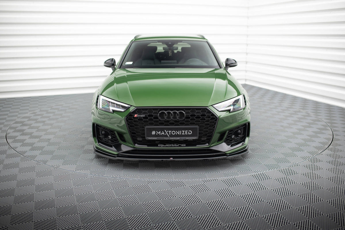 Street+ Spoilerlippe Front Ansatz V.2 passend für AUDI RS4 B9 schwarz Hochglanz – Ansicht 4