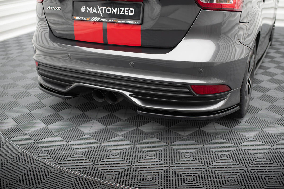 Heck Ansatz Flaps Diffusor passend für Ford Focus ST Mk3 FL schwarz Hochglanz – Ansicht 3