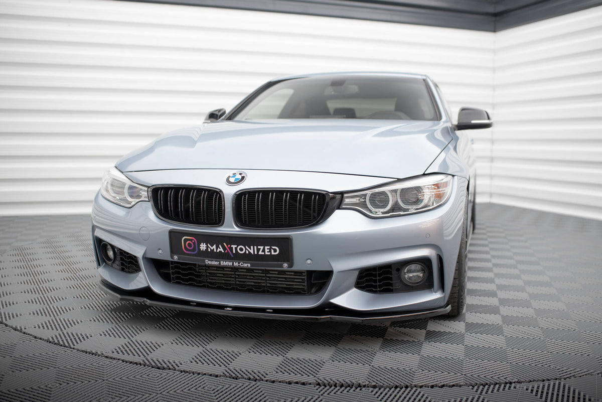 Street+ Spoilerlippe Front Ansatz V.1 passend für BMW 4er Coupe / Gran Coupe / Cabrio M-Paket F32 / F36 / F33 schwarz Hochglanz – Ansicht 4