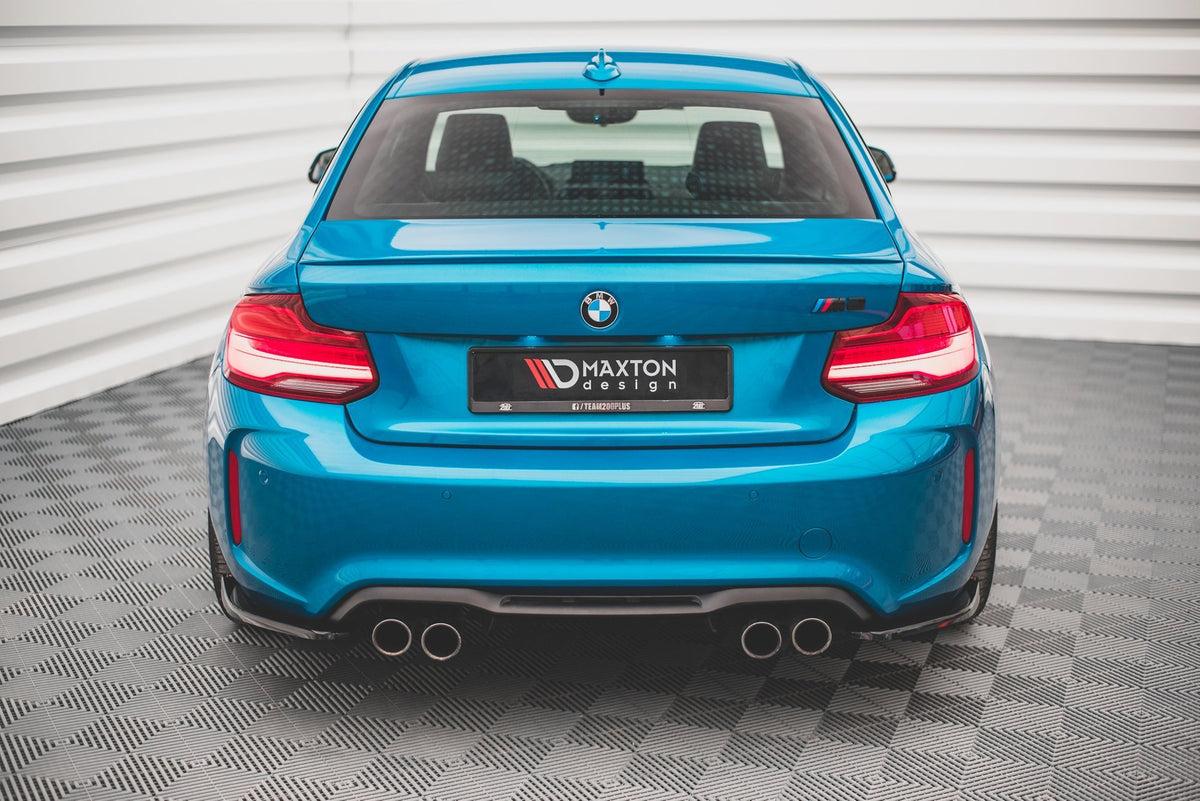 Heck Ansatz Flaps Diffusor V.2 passend für BMW M2 F87 schwarz Hochglanz – Ansicht 3