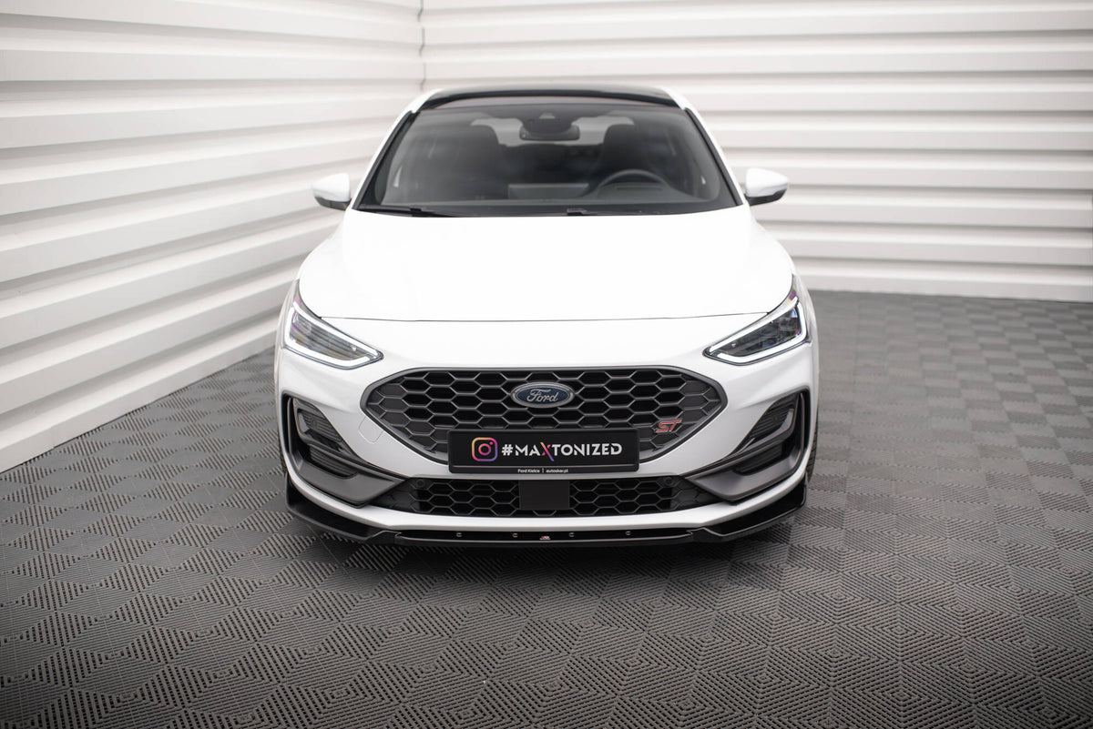 Street+ Spoilerlippe Front Ansatz V.7 passend für Ford Focus ST / ST-Line Mk4 Facelift schwarz Hochglanz – Ansicht 1