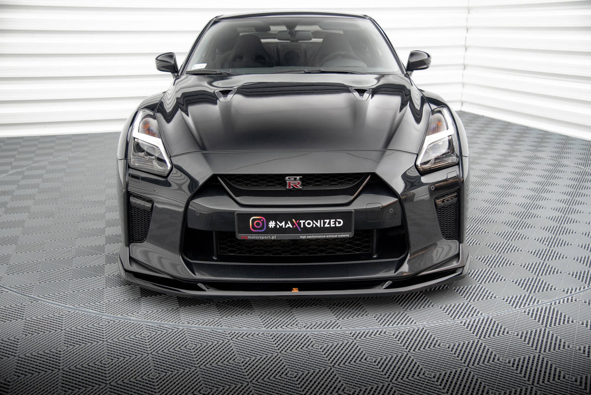 Street+ Spoilerlippe Front Ansatz V.1 passend für Nissan GTR R35 Facelift schwarz Hochglanz – Ansicht 3