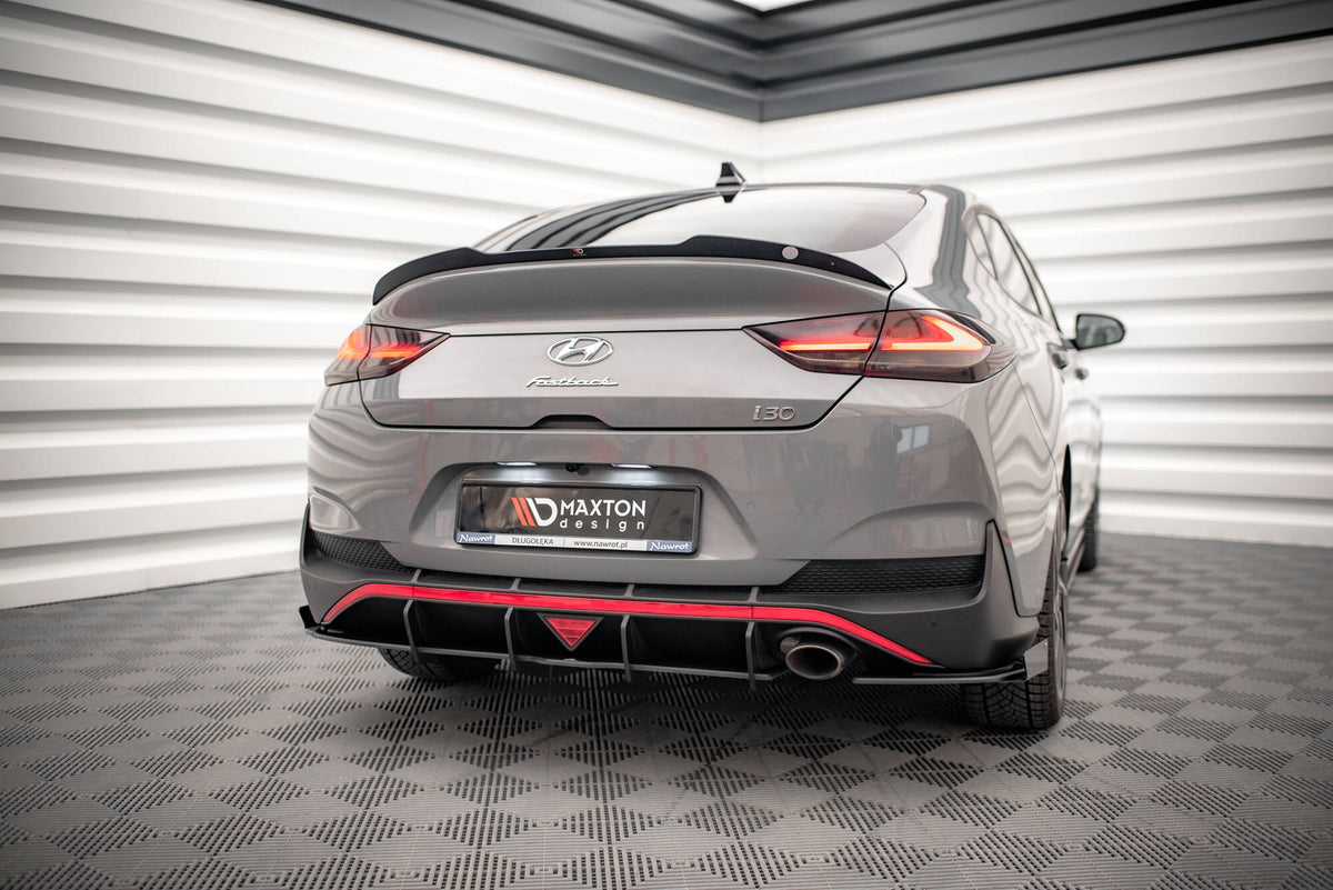 Street Pro Heck Ansatz Flaps Diffusor + Flaps passend für Hyundai I30 Fastback N-Line Mk3 Facelift schwarz Hochglanz – Ansicht 6