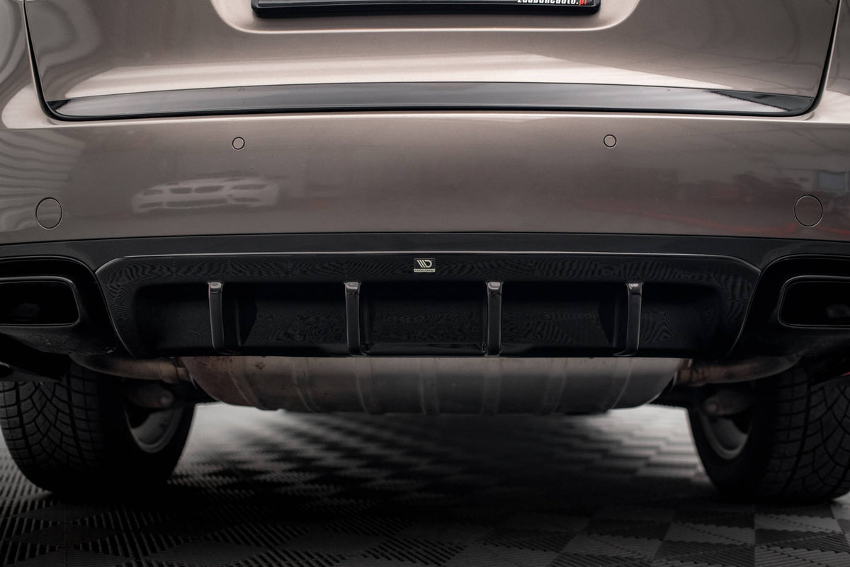 Diffusor Heck Ansatz passend für Porsche Cayenne Turbo / Standard Mk2 schwarz Hochglanz – Ansicht 6