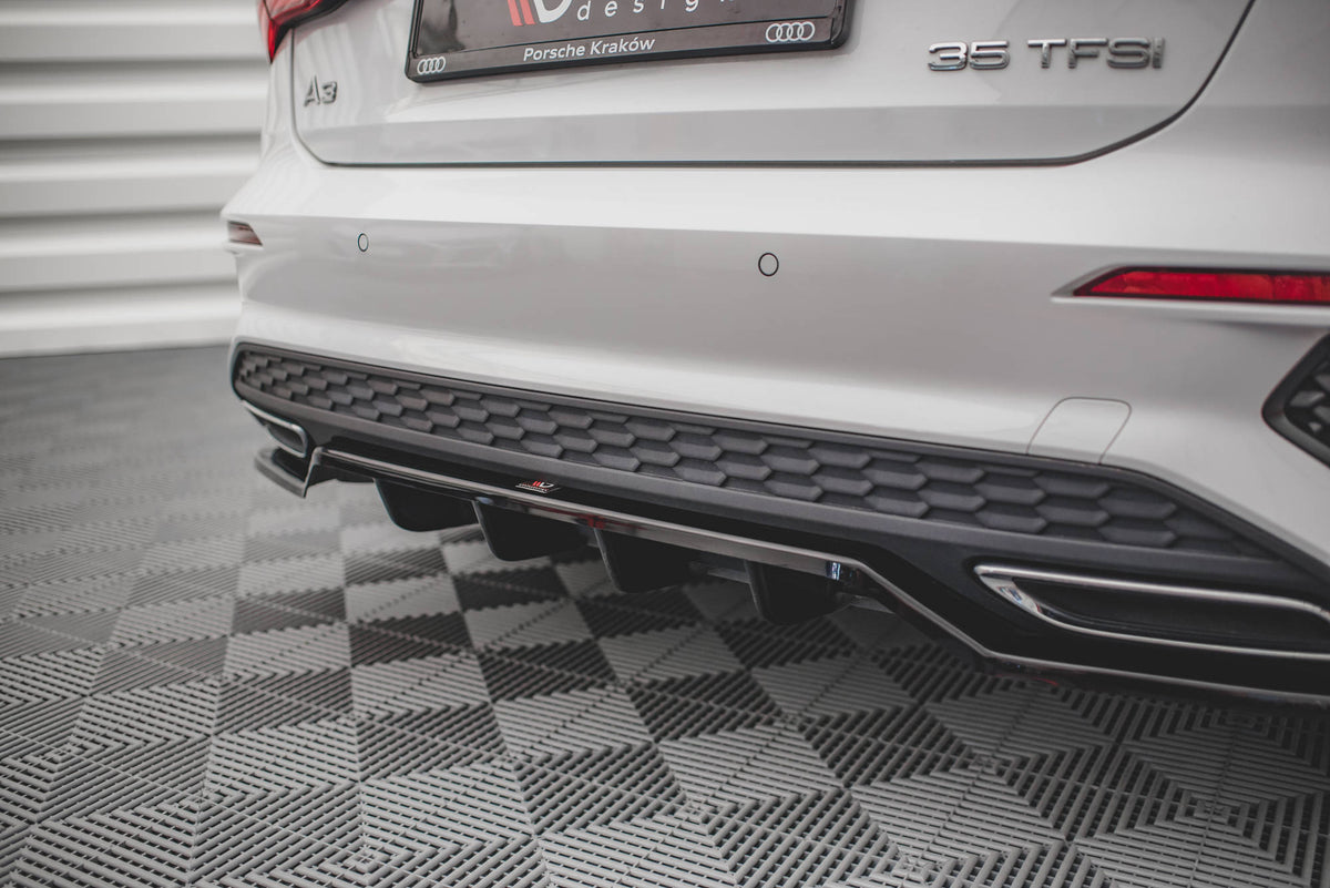 Street+ Mittlerer Diffusor RACE passend für Audi A3 S-Line Sportback 8Y schwarz Hochglanz – Ansicht 1