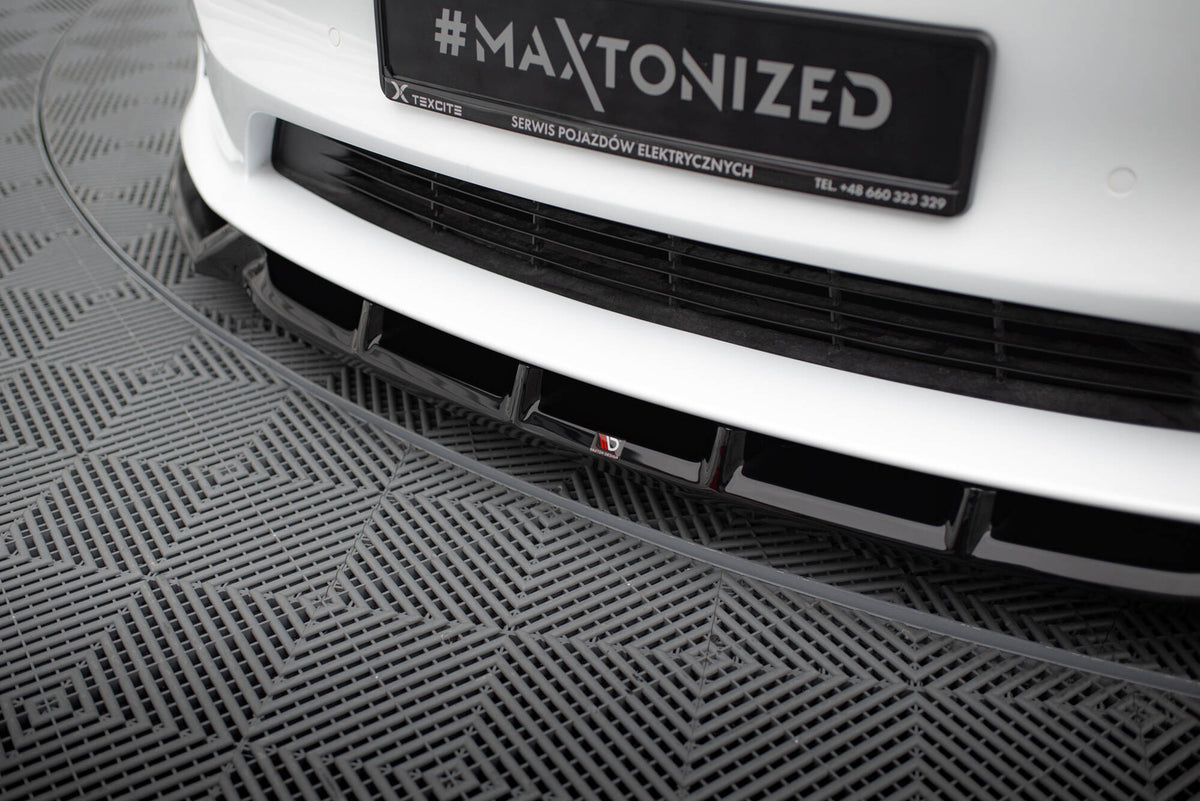 Street+ Spoilerlippe Front Ansatz V.1 passend für Tesla Model S Plaid Mk1 Facelift schwarz Hochglanz – Ansicht 4