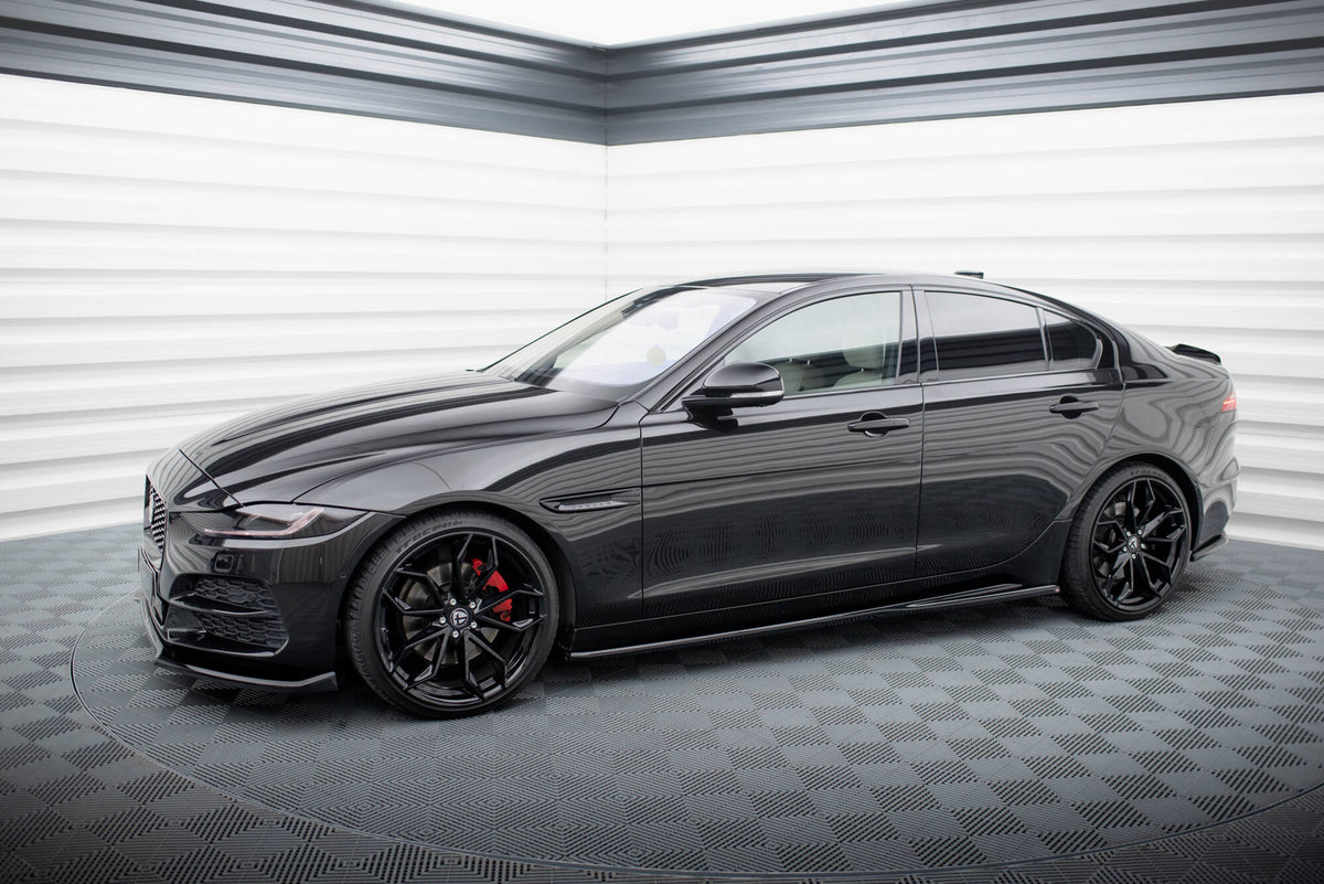 Street+ Seitenschweller Leisten passend für Jaguar XE X760 Facelift schwarz Hochglanz – Ansicht 1