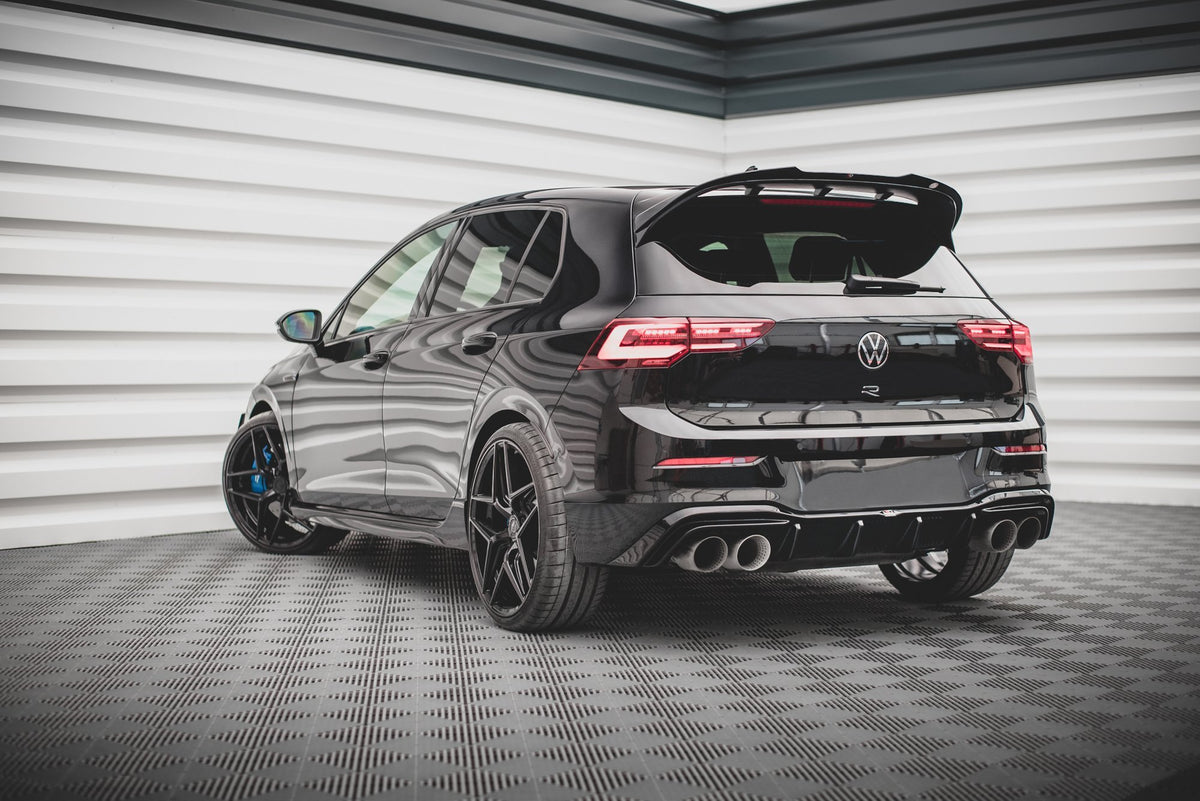Diffusor Heck Ansatz V.2 passend für VW Golf R Hatchback Mk8 Facelift schwarz Hochglanz – Ansicht 3