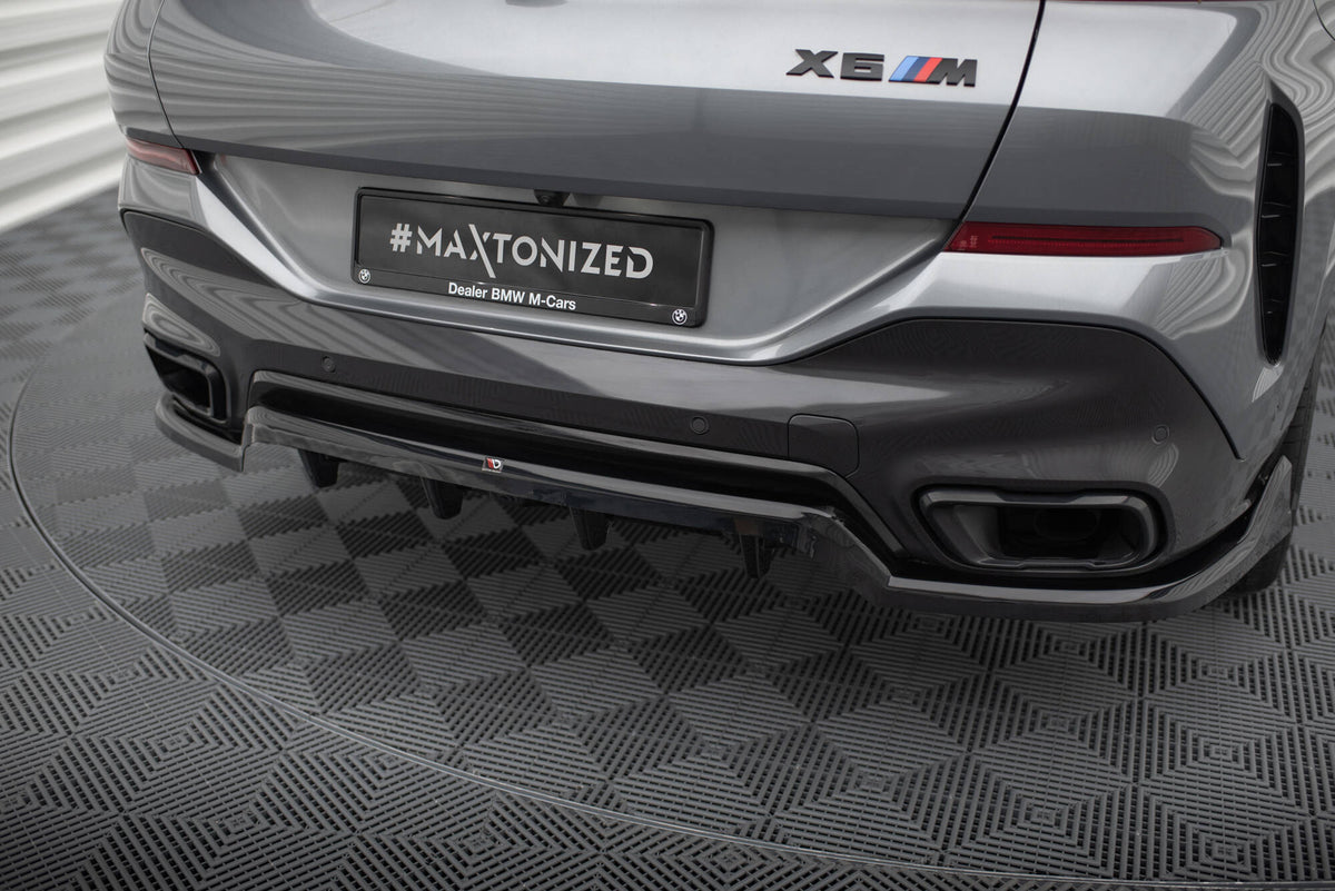Street+ Mittlerer Diffusor RACE V.2 passend für BMW X6 M-Paket G06 Facelift schwarz Hochglanz – Ansicht 4