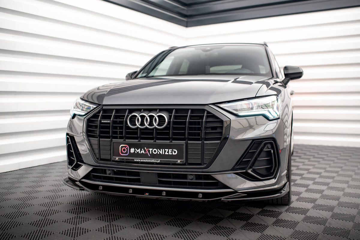 Street+ Spoilerlippe Front Ansatz V.3 passend für Audi Q3 Sportback / SUV S-Line F3 schwarz Hochglanz – Ansicht 4